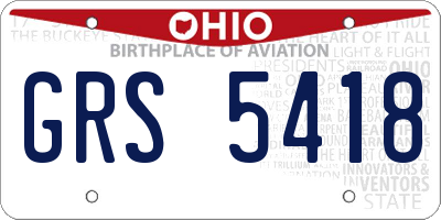 OH license plate GRS5418