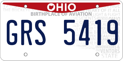 OH license plate GRS5419