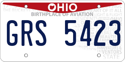 OH license plate GRS5423