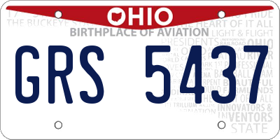OH license plate GRS5437