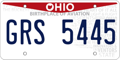 OH license plate GRS5445