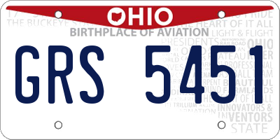 OH license plate GRS5451