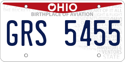 OH license plate GRS5455