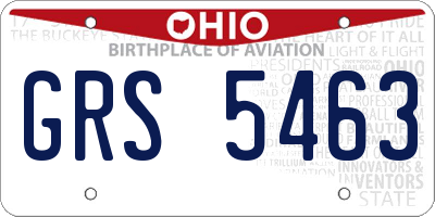 OH license plate GRS5463