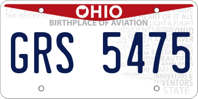 OH license plate GRS5475