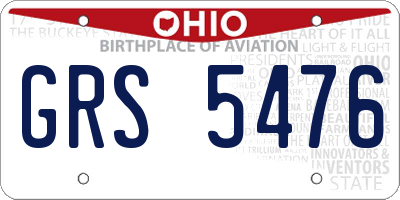 OH license plate GRS5476