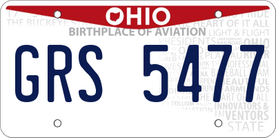 OH license plate GRS5477