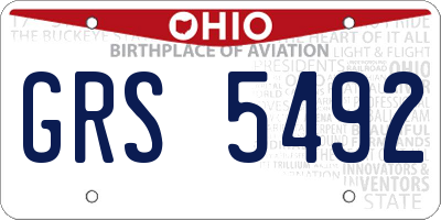 OH license plate GRS5492