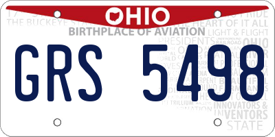 OH license plate GRS5498