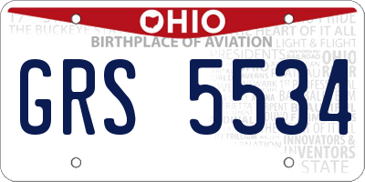 OH license plate GRS5534