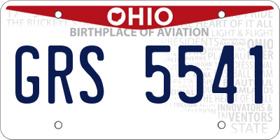 OH license plate GRS5541