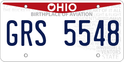 OH license plate GRS5548