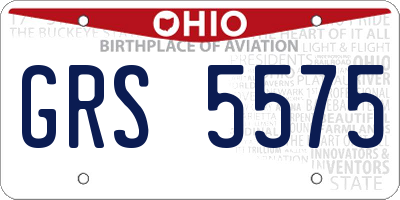 OH license plate GRS5575
