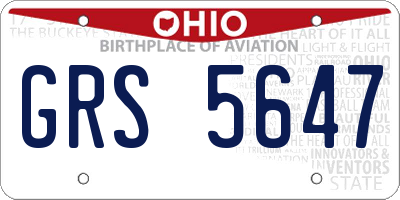 OH license plate GRS5647