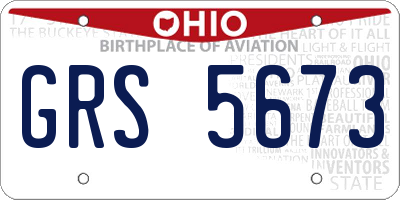 OH license plate GRS5673