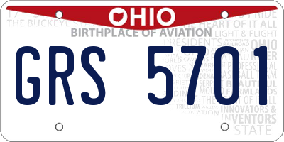 OH license plate GRS5701