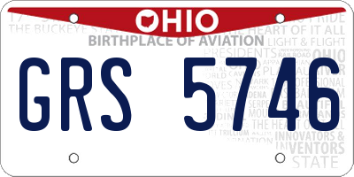 OH license plate GRS5746