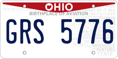 OH license plate GRS5776
