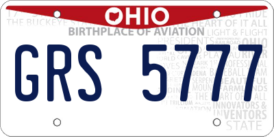 OH license plate GRS5777
