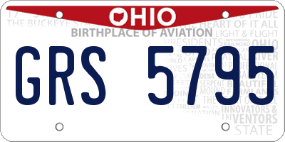 OH license plate GRS5795