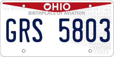 OH license plate GRS5803