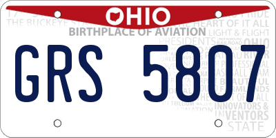 OH license plate GRS5807