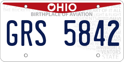 OH license plate GRS5842