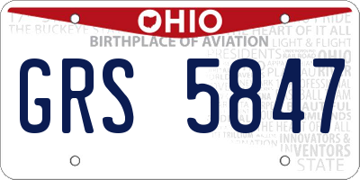 OH license plate GRS5847