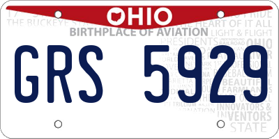 OH license plate GRS5929
