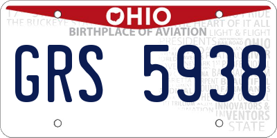 OH license plate GRS5938