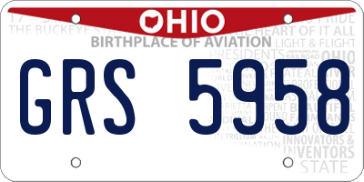 OH license plate GRS5958