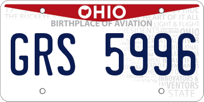 OH license plate GRS5996