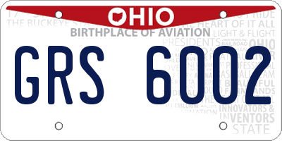 OH license plate GRS6002