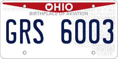 OH license plate GRS6003