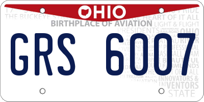OH license plate GRS6007
