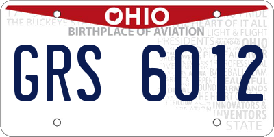 OH license plate GRS6012