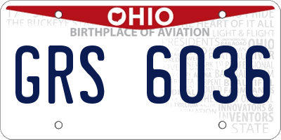 OH license plate GRS6036
