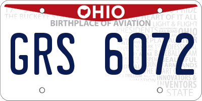 OH license plate GRS6072