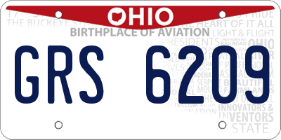 OH license plate GRS6209