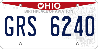 OH license plate GRS6240
