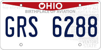 OH license plate GRS6288