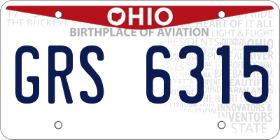 OH license plate GRS6315