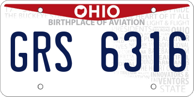 OH license plate GRS6316