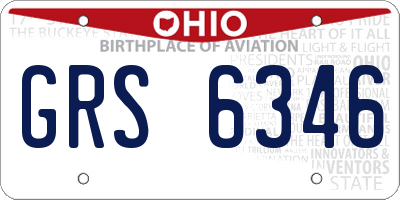 OH license plate GRS6346