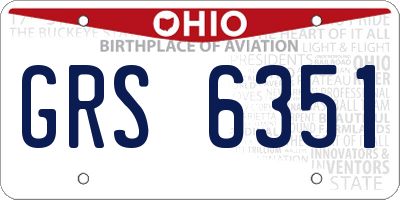 OH license plate GRS6351