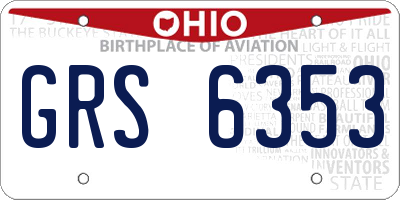 OH license plate GRS6353