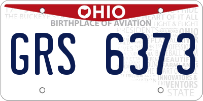 OH license plate GRS6373
