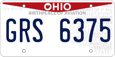 OH license plate GRS6375