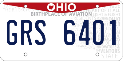 OH license plate GRS6401