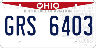 OH license plate GRS6403